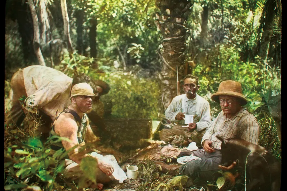 a group of people take a break while on a hike