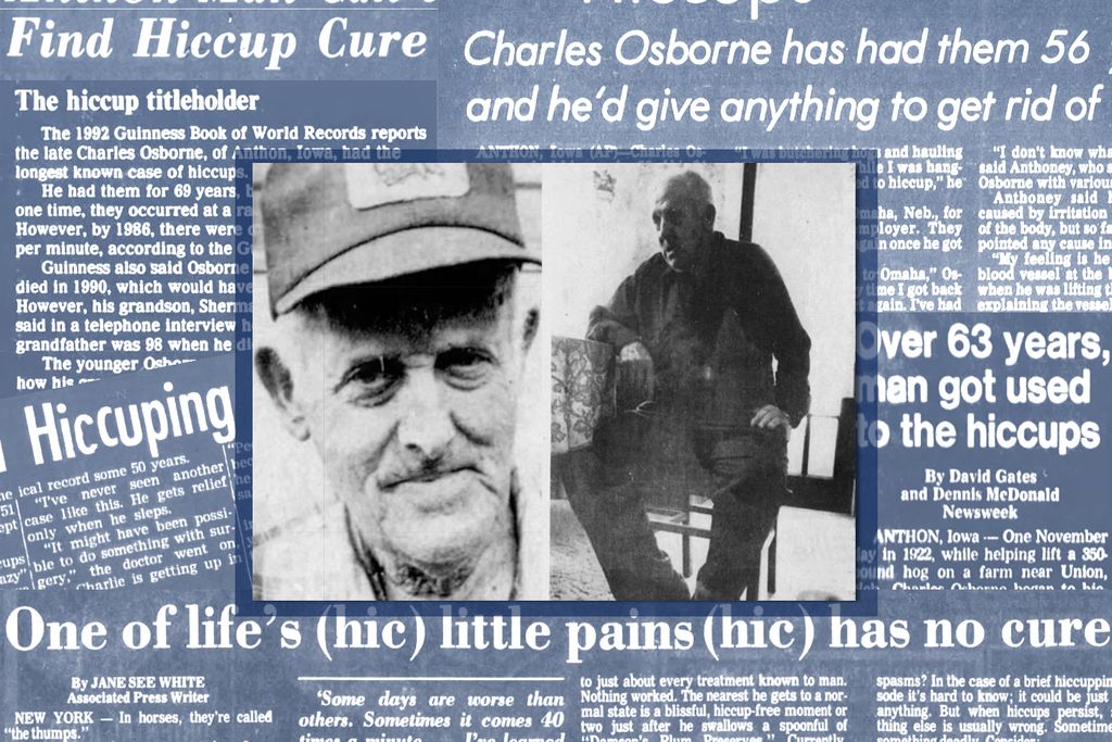 Illustration of Charles Osborne in front of various newspaper headlines about his plight