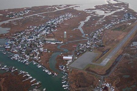 Tangier Island is located in the middle of the Chesapeake Bay, just south of the Maryland line.