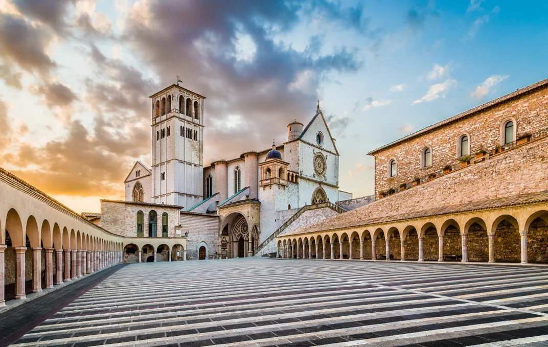 Staircase leading up to the Basilica of St. Francis in Assisi