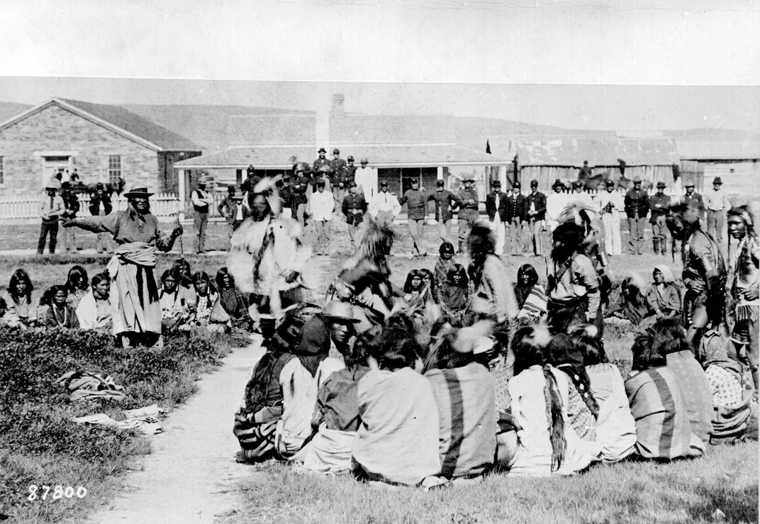Northern Shoshone gathered at Fort Washakie in Wyoming in 1892