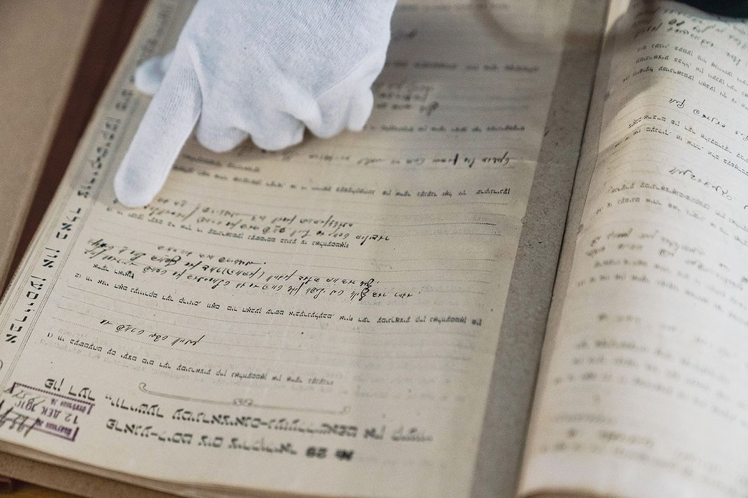 Babyn Yar Center researchers consulting records at Kyiv’s State Archive to compile a complete list of victims along with biographical details.