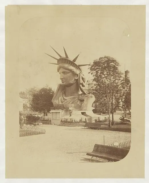 Head of the Statue of Liberty on display at Champ-de-Mars, Exposition Universelle, Paris, 1878
