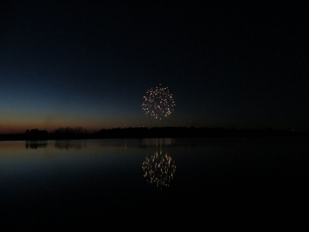 Fireworks Over a Reservoir in Northern Ohio Smithsonian Photo Contest