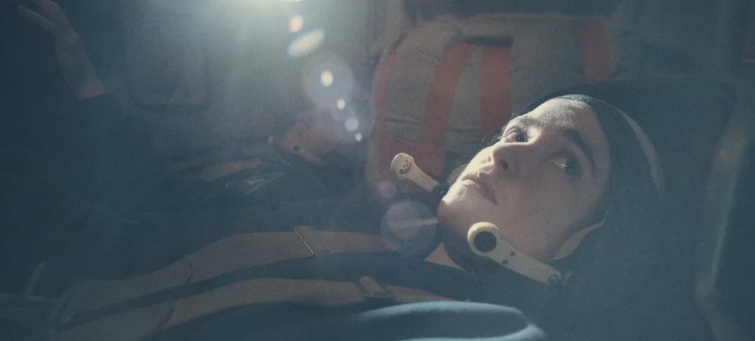 The fictional cosmonaut Anastasia Belikova, played by Alice Englert in "Star City"
