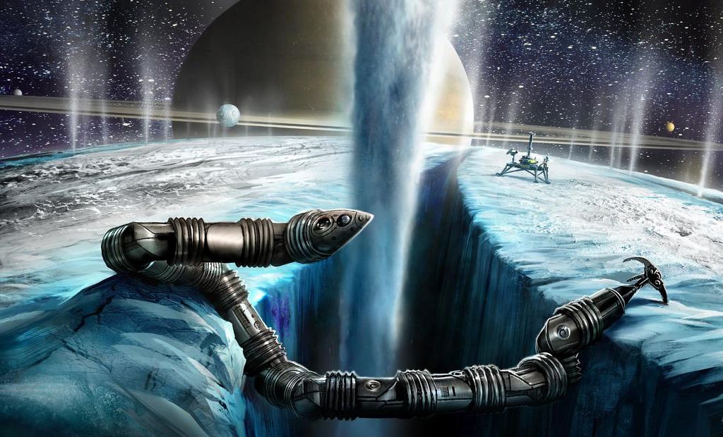 The Exobiology Extant Life Surveyor explores a moon's icy cavern