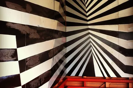 Dazzle camouflage distorts perception by pairing contrasting patterns.