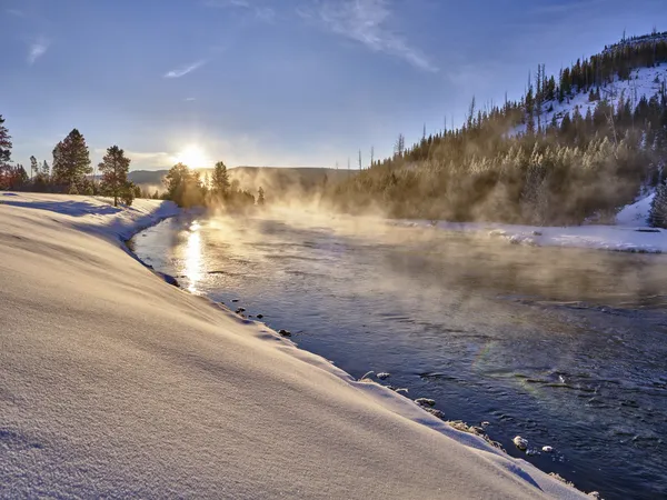 Winter sunrise on the Madison River, Yellowstone National Park thumbnail