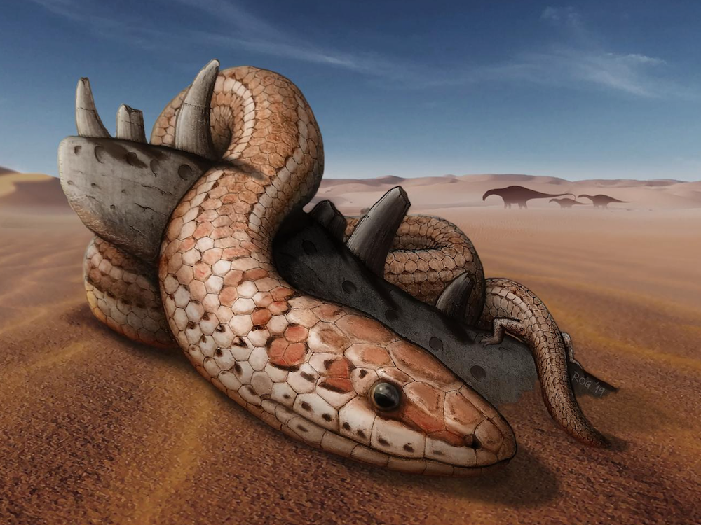 Artist's interpretation of a two-legged snake