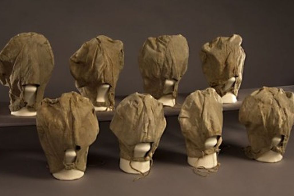 The eight cotton hoods worn by Confederate conspirators after Lincoln's assassination