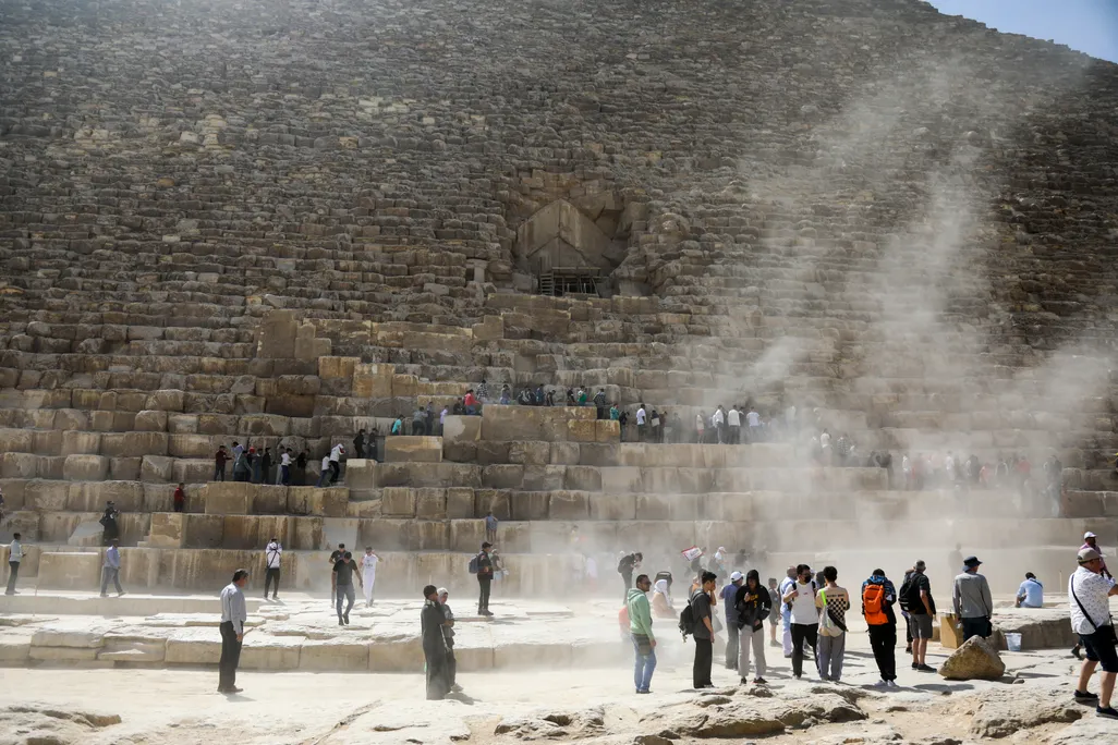 Tourists visiting the Great Pyramid