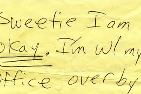 Excerpt from a handwritten note from Daria Gaillard to her husband, Frank, on September 11, 2001 (NMAH)