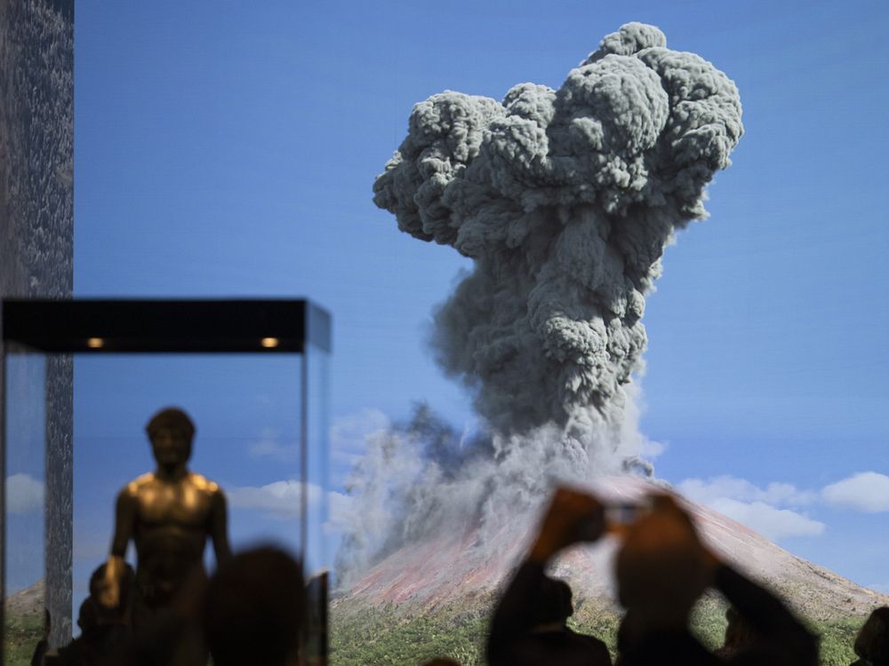 Screen showing huge plume of grey dust