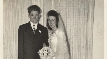Temple Leslie and Rosalie Bourland on their wedding day