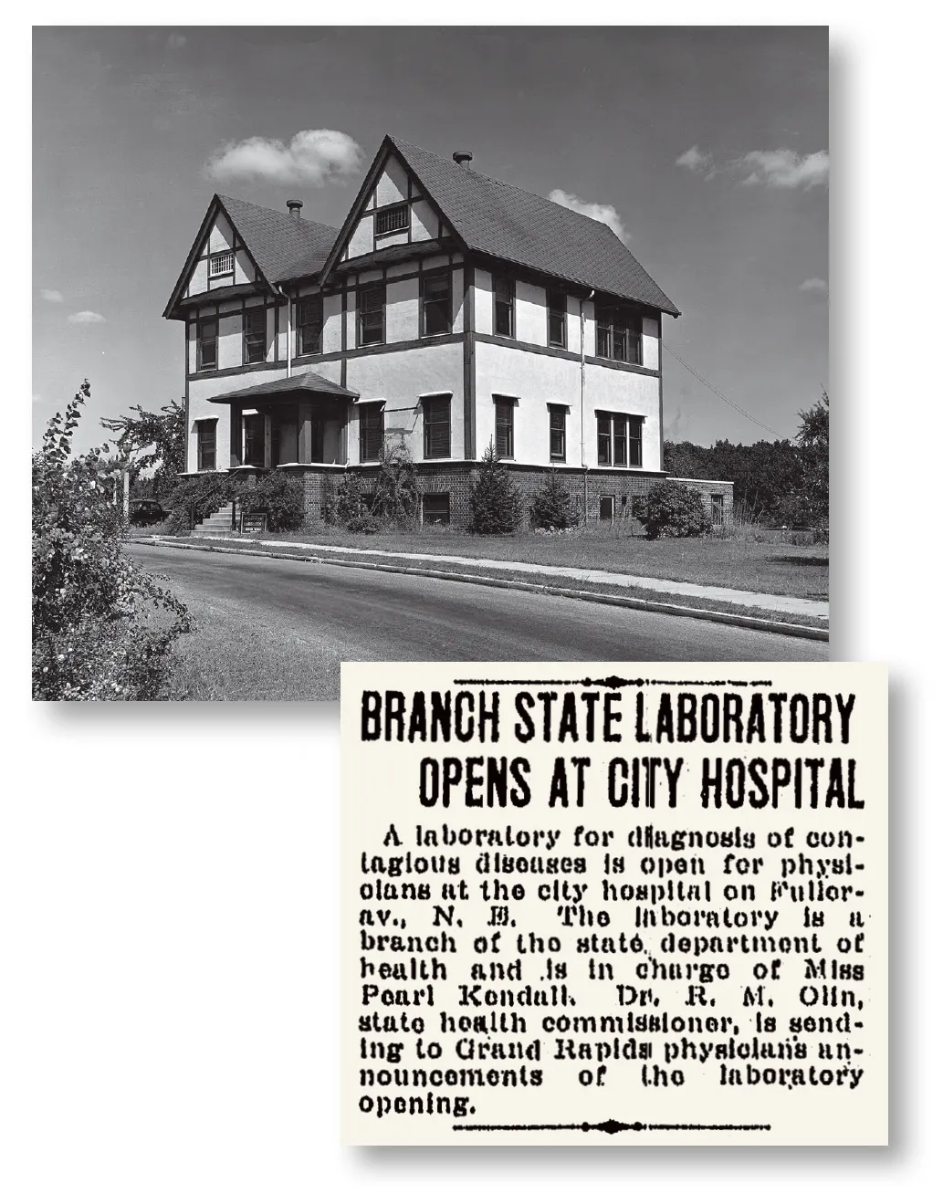 lab and newspaper clipping