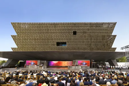 The exterior of the National Museum of African American History and Culture during its opening ceremony in 2016