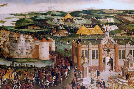 Henry VIII likely commissioned this painting of the Field of Cloth of Gold toward the end of his reign.