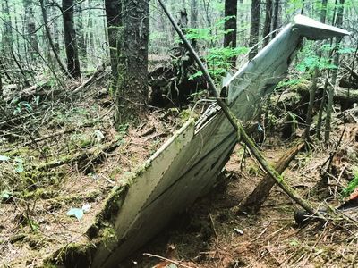 Part of an F-106 that crashed in 1964. The wreckage is in a stand of trees that hasn't been harvested—or visited—in 50 years. 