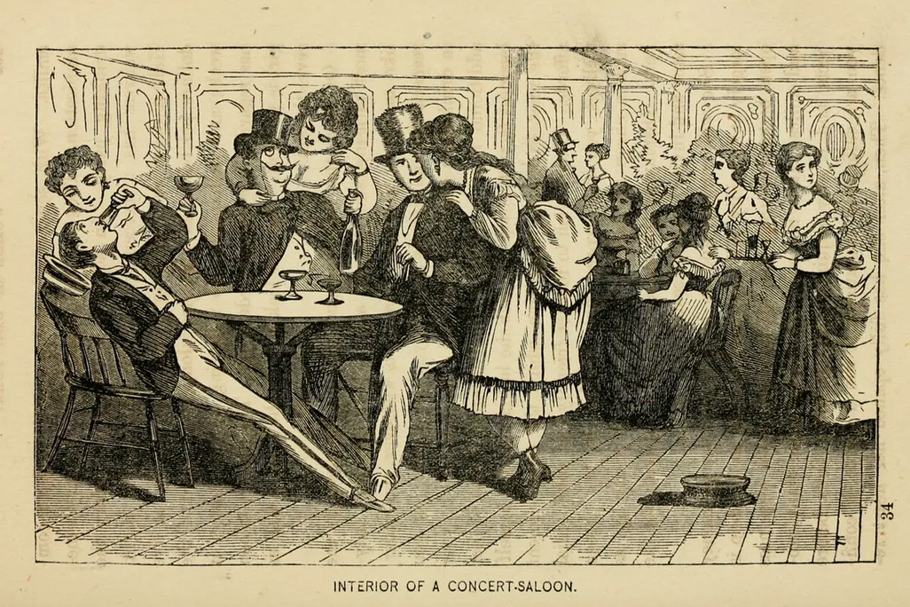 Illustration of the interior of a concert-saloon