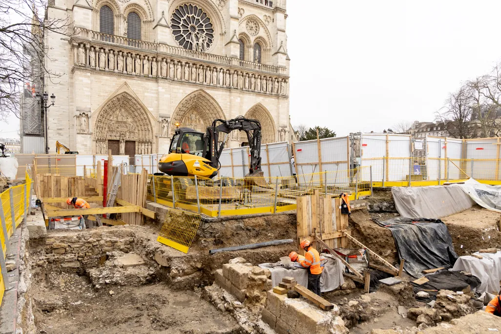 Archaeological dig in front of Notre-Dame Cathedral