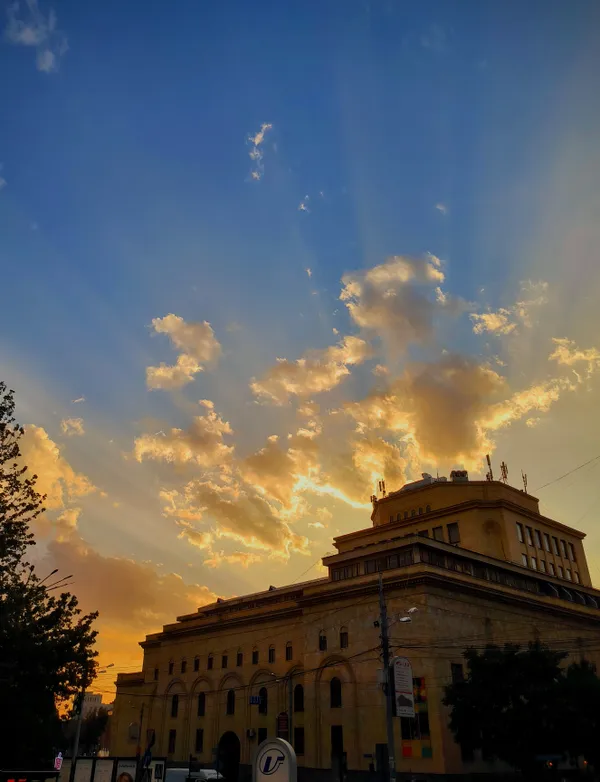 Golden Blessing: A Sunset Over Armenia's Republic Square thumbnail