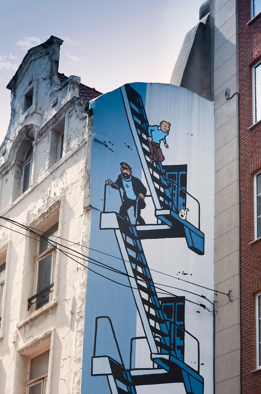 Mural of Hergé's Tintin and Captain Haddock, Brussels
