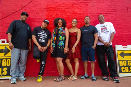 A team from Howard University’s Department of Communication, Culture and Media Studies and the Smithsonian Folklife Festival recorded voices from the #DontMuteDC movement on June 6: (L to R) Donald Campbell, Ron Moten, Dr. Natalie Hopkinson, Dr. Brandi Summers, Tone P, Nico Hobson. 