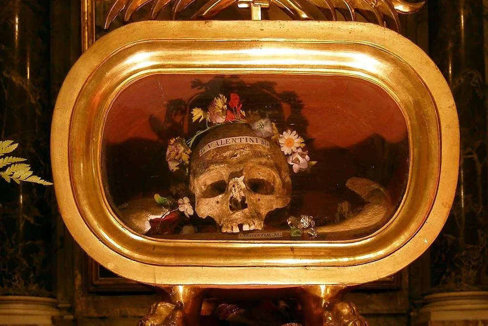 Relics of St. Valentine of Terni at the basilica of Saint Mary in Cosmedin