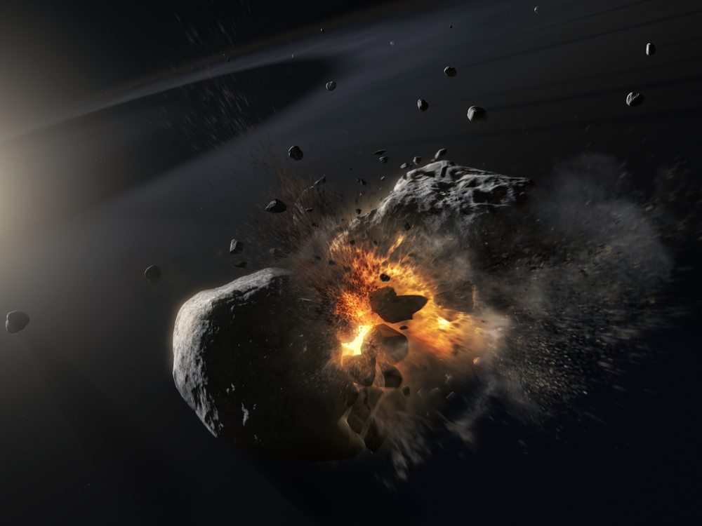 Artist's depiction of asteroid collision