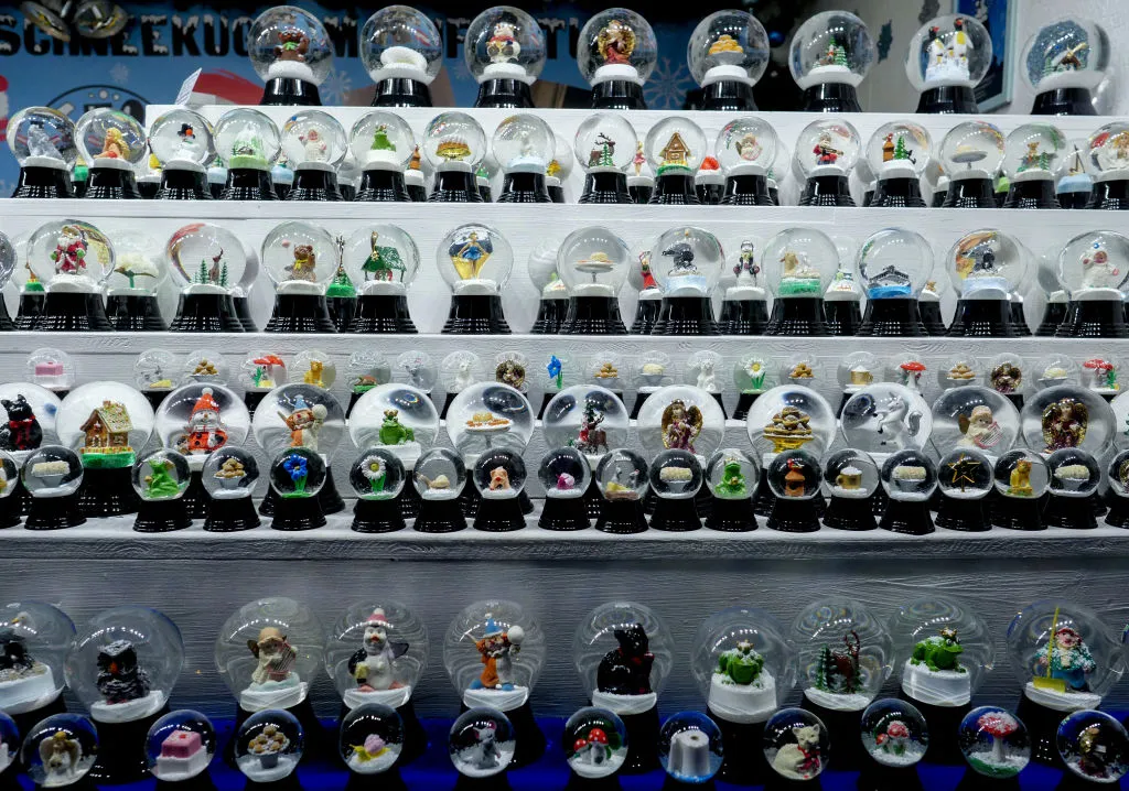 snow globes at Christmas market in Vienna