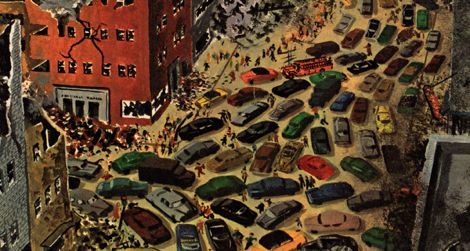 "...roads jammed by frantic survivors, blocking entry of rescue teams."