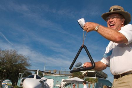 At the Sun 'n Fun airshow in Lakeland, Florida, Cessna salesman Bruce Keller taps out a siren song to potential buyers.