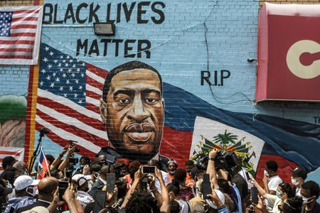 Artist Kenny Altidor unveiled this Brooklyn mural of George Floyd in July 2020.