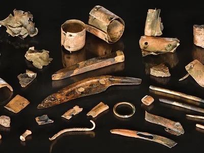 The tools and objects carried by an ancient warrior from a major battle in Europe more than 3,000 years ago. 