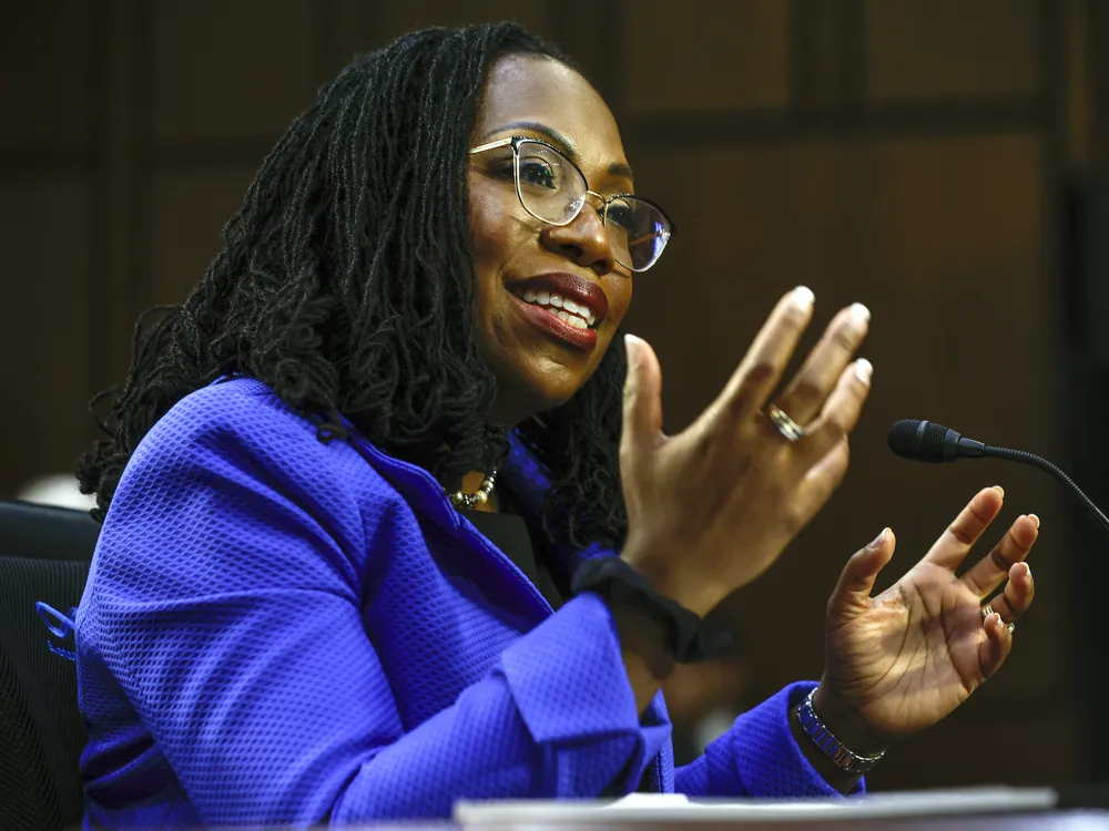Judge Ketanji Brown Jackson testifies during her confirmation hearing before the Senate Judiciary Committee on March 23, 2022.