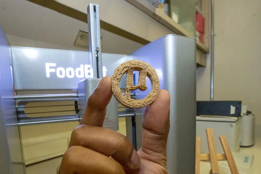 a hand holding up a cookie