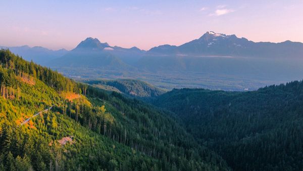 Washington mountain range at sunset thumbnail