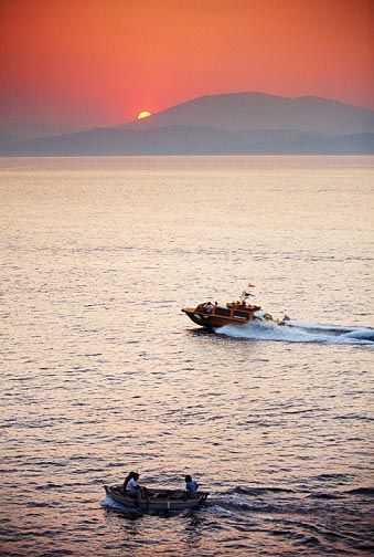 Boats in Hydra Greece bay