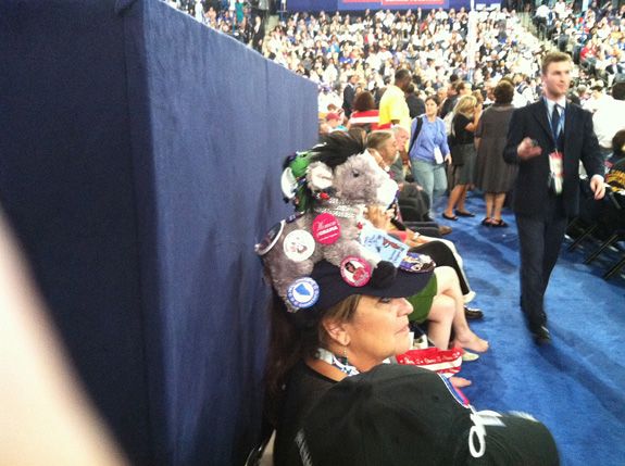 One of the many funny hats spotted at the DNC