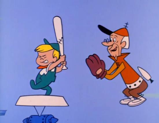 Elroy and Grandpa Jetson play “spaceball” (1962)