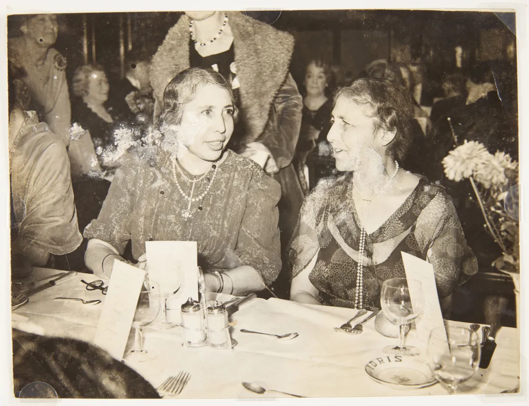 Sophia (left) and Catherine (right) at a suffragette dinner in 1930