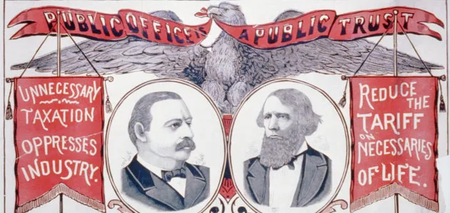 Grover Cleveland and Allen Thurman campaign banner