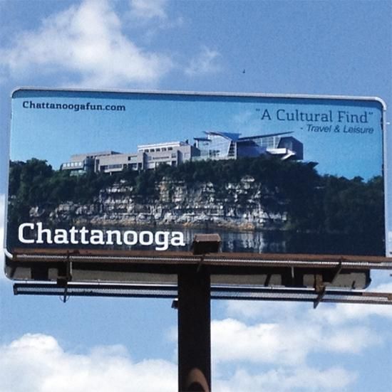The Chatype font on a billboard promoting the city