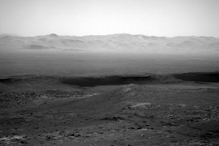 A view of Gale Crater, where the Curiosity rover is currently conducting research. 