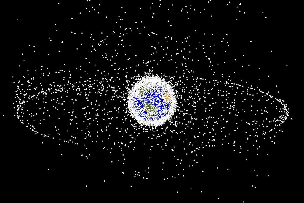 A computer-generated image representing space debris