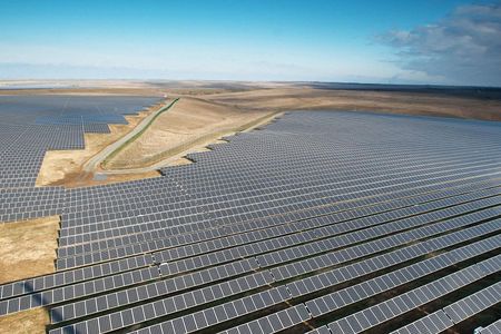 The 100-megawatt Perovo Solar Power Station in Ukraine is one of the largest photovoltaic facilities in the world. SETI researchers theorize that if alien civilizations were to use even larger solar facilities, scientists on Earth could pick up tell-tale signs from the reflected light.