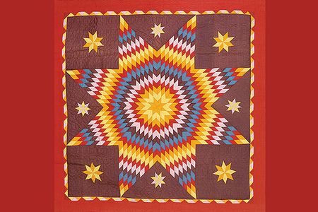 Cotton coverlet quilted in Texas, 19th century.