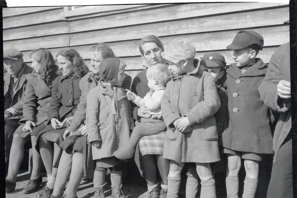 Mother and eight children at displaced persons camp