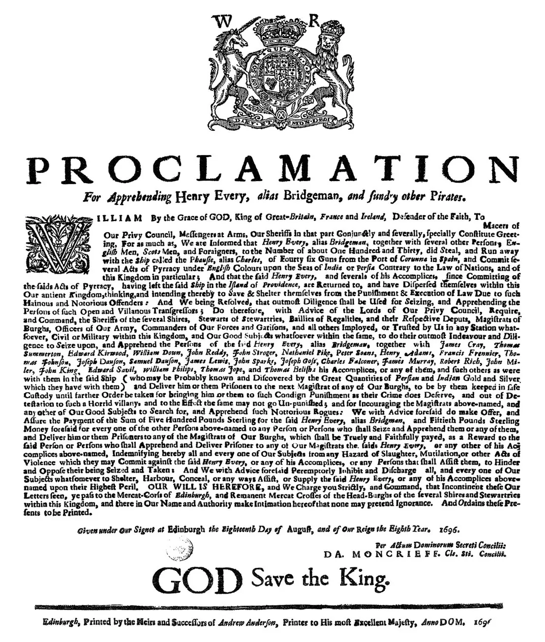 A proclamation for Avery's apprehension