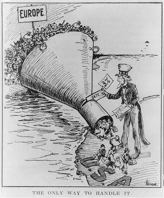 A 1921 political cartoon about European immigration to the United States